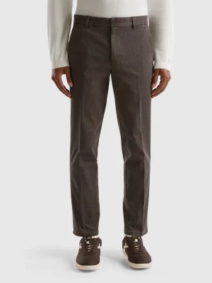 Zdjęcie produktu Benetton, Slim Fit Micro Patterned Chinos, size 46, Brown, Men United Colors of Benetton