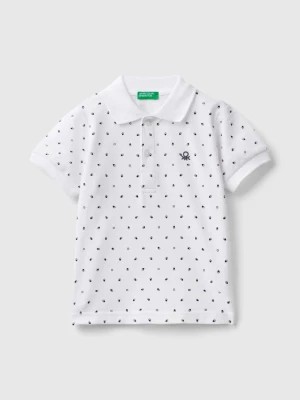 Zdjęcie produktu Benetton, Slim Fit Micro Patterned Polo, size 82, White, Kids United Colors of Benetton