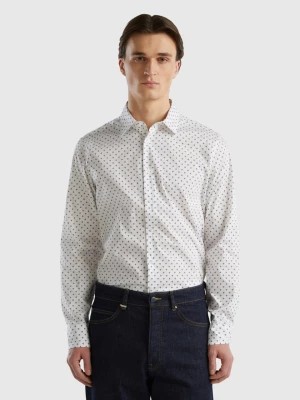 Zdjęcie produktu Benetton, Slim Fit Micro-patterned Shirt, size M, White, Men United Colors of Benetton