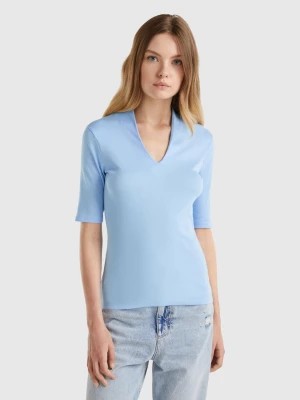 Zdjęcie produktu Benetton, Slim Fit T-shirt In Long Fiber Cotton, size S, Light Blue, Women United Colors of Benetton