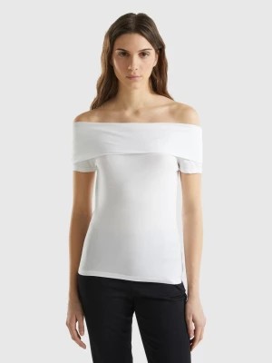 Zdjęcie produktu Benetton, Slim-fit T-shirt With Bare Shoulders, size S, White, Women United Colors of Benetton