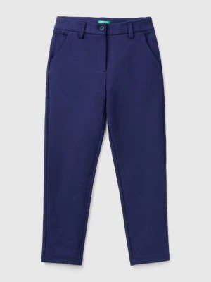 Zdjęcie produktu Benetton, Slim Fit Trousers In Viscose Blend, size M, Dark Blue, Kids United Colors of Benetton