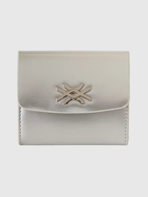 Zdjęcie produktu Benetton, Small Wallet In Synthetic Patent Leather, size OS, Silver, Women United Colors of Benetton