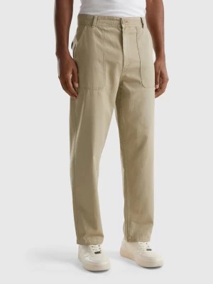 Zdjęcie produktu Benetton, Straight Trousers In Linen Blend, size 56, Light Green, Men United Colors of Benetton