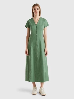 Zdjęcie produktu Benetton, Stretch Cotton And Linen Blend Dress, size L, Green, Women United Colors of Benetton