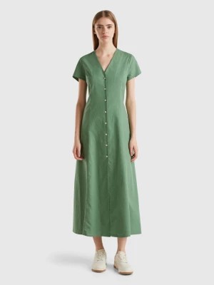 Zdjęcie produktu Benetton, Stretch Cotton And Linen Blend Dress, size XS, Green, Women United Colors of Benetton