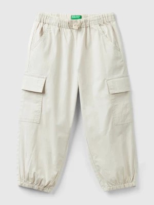 Zdjęcie produktu Benetton, Stretch Cotton Cargo Trousers, size 104, Creamy White, Kids United Colors of Benetton