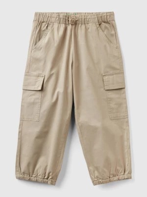 Zdjęcie produktu Benetton, Stretch Cotton Cargo Trousers, size 110, Beige, Kids United Colors of Benetton