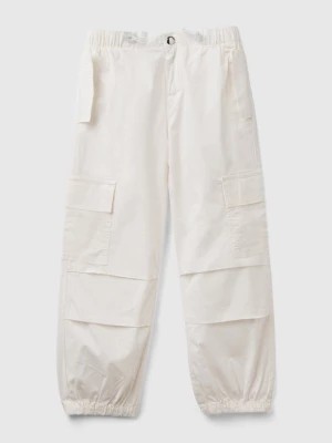 Zdjęcie produktu Benetton, Stretch Cotton Cargo Trousers, size 3XL, Creamy White, Kids United Colors of Benetton