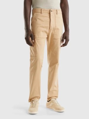 Zdjęcie produktu Benetton, Stretch Cotton Cargo Trousers, size 44, Camel, Men United Colors of Benetton