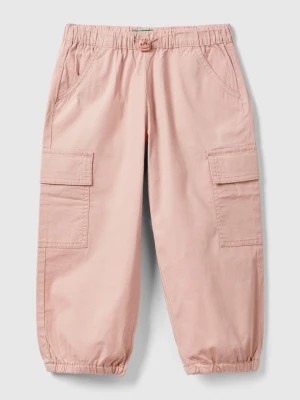 Zdjęcie produktu Benetton, Stretch Cotton Cargo Trousers, size 82, Soft Pink, Kids United Colors of Benetton