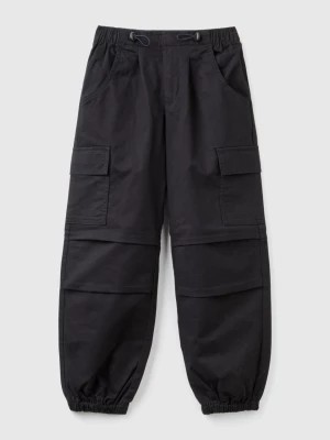 Zdjęcie produktu Benetton, Stretch Cotton Cargo Trousers, size S, Black, Kids United Colors of Benetton