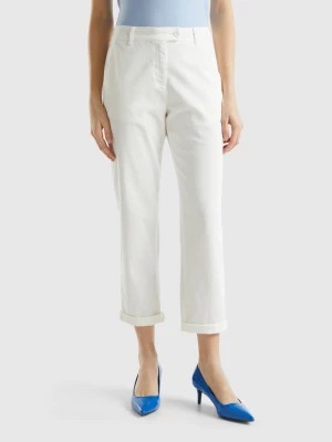 Zdjęcie produktu Benetton, Stretch Cotton Chino Trousers, size , Creamy White, Women United Colors of Benetton