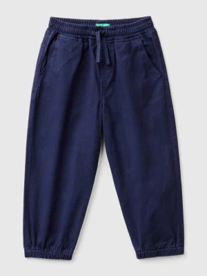 Zdjęcie produktu Benetton, Stretch Cotton Joggers With Drawstring, size 90, Dark Blue, Kids United Colors of Benetton