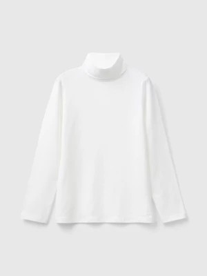 Zdjęcie produktu Benetton, Stretch T-shirt With High Neck, size 2XL, Creamy White, Kids United Colors of Benetton