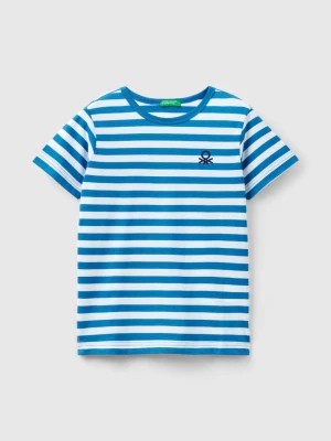 Zdjęcie produktu Benetton, Striped 100% Cotton T-shirt, size S, Light Blue, Kids United Colors of Benetton