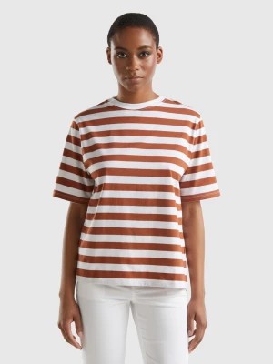 Zdjęcie produktu Benetton, Striped Comfort Fit T-shirt, size L, Brown, Women United Colors of Benetton