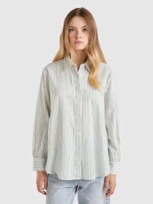 Zdjęcie produktu Benetton, Striped Shirt Made From Linen Blend, size M, Green, Women United Colors of Benetton