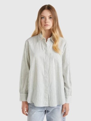 Zdjęcie produktu Benetton, Striped Shirt Made From Linen Blend, size S, Green, Women United Colors of Benetton