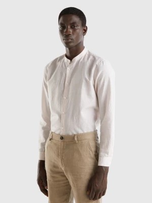 Zdjęcie produktu Benetton, Striped Shirt Made From Linen Blend, size XL, Beige, Men United Colors of Benetton
