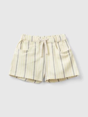 Zdjęcie produktu Benetton, Striped Shorts In Cotton Blend, size 82, Vanilla, Kids United Colors of Benetton