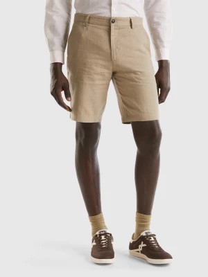 Zdjęcie produktu Benetton, Striped Shorts In Linen Blend, size 44, Dove Gray, Men United Colors of Benetton