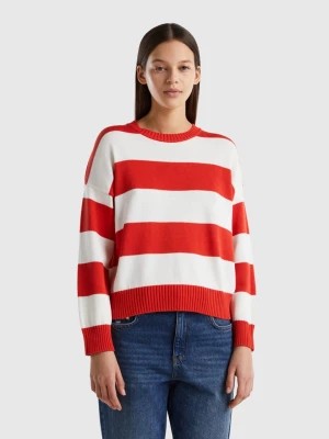 Zdjęcie produktu Benetton, Striped Sweater In Tricot Cotton, size L, Red, Women United Colors of Benetton
