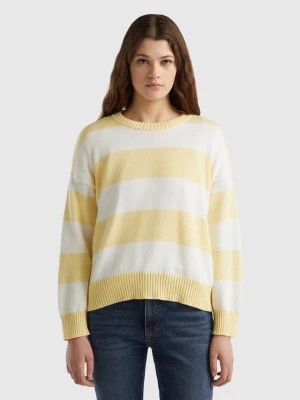 Zdjęcie produktu Benetton, Striped Sweater In Tricot Cotton, size L, Yellow, Women United Colors of Benetton