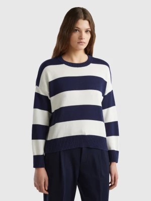Zdjęcie produktu Benetton, Striped Sweater In Tricot Cotton, size XXS, Dark Blue, Women United Colors of Benetton