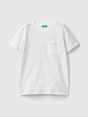 Zdjęcie produktu Benetton, Striped T-shirt In Linen Blend, size 2XL, White, Kids United Colors of Benetton