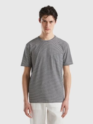 Zdjęcie produktu Benetton, Striped T-shirt In Linen Blend, size XL, Dark Blue, Men United Colors of Benetton