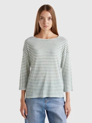 Zdjęcie produktu Benetton, Striped T-shirt With 3/4 Sleeves, size L, Green, Women United Colors of Benetton