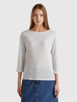 Zdjęcie produktu Benetton, Striped T-shirt With 3/4 Sleeves, size S, Gray, Women United Colors of Benetton