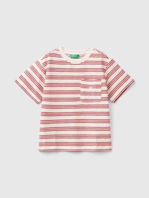 Zdjęcie produktu Benetton, Striped T-shirt With Pocket, size 116, Red, Kids United Colors of Benetton