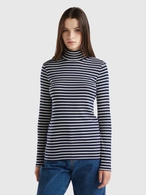 Zdjęcie produktu Benetton, Striped Turtleneck T-shirt, size L, Dark Blue, Women United Colors of Benetton