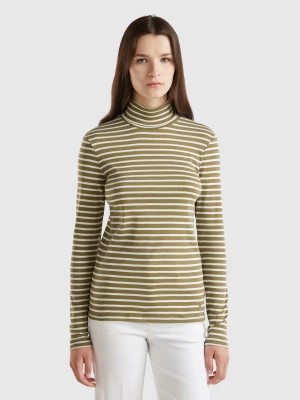 Zdjęcie produktu Benetton, Striped Turtleneck T-shirt, size XL, Military Green, Women United Colors of Benetton