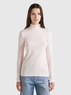 Zdjęcie produktu Benetton, Striped Turtleneck T-shirt, size XL, Pastel Pink, Women United Colors of Benetton