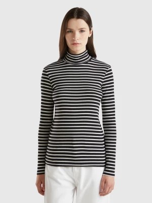 Zdjęcie produktu Benetton, Striped Turtleneck T-shirt, size XS, Black, Women United Colors of Benetton