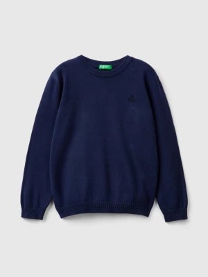 Zdjęcie produktu Benetton, Sweater In Pure Cotton With Logo, size 116, Dark Blue, Kids United Colors of Benetton