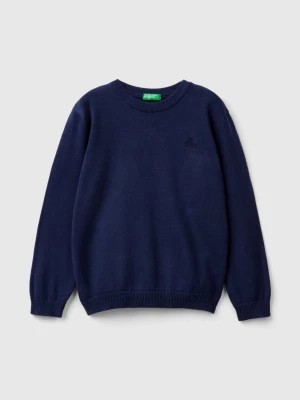 Zdjęcie produktu Benetton, Sweater In Pure Cotton With Logo, size 98, Dark Blue, Kids United Colors of Benetton