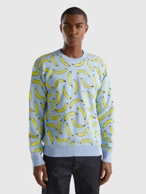 Zdjęcie produktu Benetton, Sweater With Banana Pattern, size M, Sky Blue, Men United Colors of Benetton