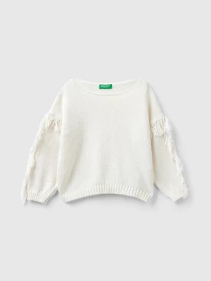 Zdjęcie produktu Benetton, Sweater With Fringe, size 116, Creamy White, Kids United Colors of Benetton