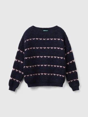 Zdjęcie produktu Benetton, Sweater With Heart Inlay, size 3XL, Dark Blue, Kids United Colors of Benetton