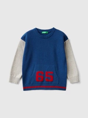 Zdjęcie produktu Benetton, Sweater With Number Inlay, size 110, Blue, Kids United Colors of Benetton