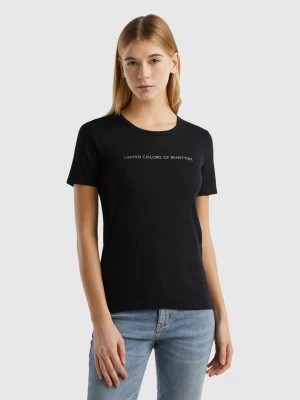 Zdjęcie produktu Benetton, T-shirt In 100% Cotton With Glitter Print Logo, size M, Black, Women United Colors of Benetton