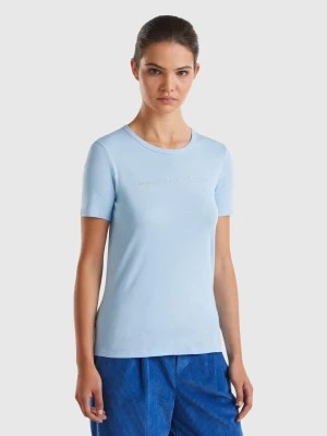 Zdjęcie produktu Benetton, T-shirt In 100% Cotton With Glitter Print Logo, size XL, Light Blue, Women United Colors of Benetton