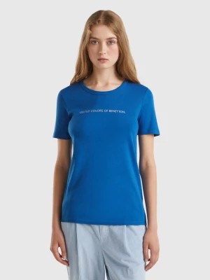 Zdjęcie produktu Benetton, T-shirt In 100% Cotton With Glitter Print Logo, size XXS, Air Force Blue, Women United Colors of Benetton