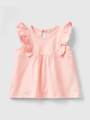 Zdjęcie produktu Benetton, T-shirt In Linen Blend With Ruffles, size 56, Pink, Kids United Colors of Benetton