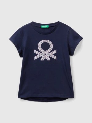 Zdjęcie produktu Benetton, T-shirt In Organic Cotton With Embroidered Logo, size 110, Dark Blue, Kids United Colors of Benetton