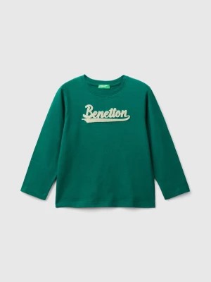 Zdjęcie produktu Benetton, T-shirt In Organic Cotton With Embroidered Logo, size 110, Dark Green, Kids United Colors of Benetton